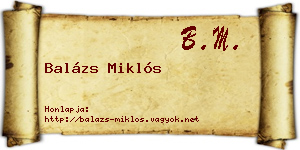 Balázs Miklós névjegykártya
